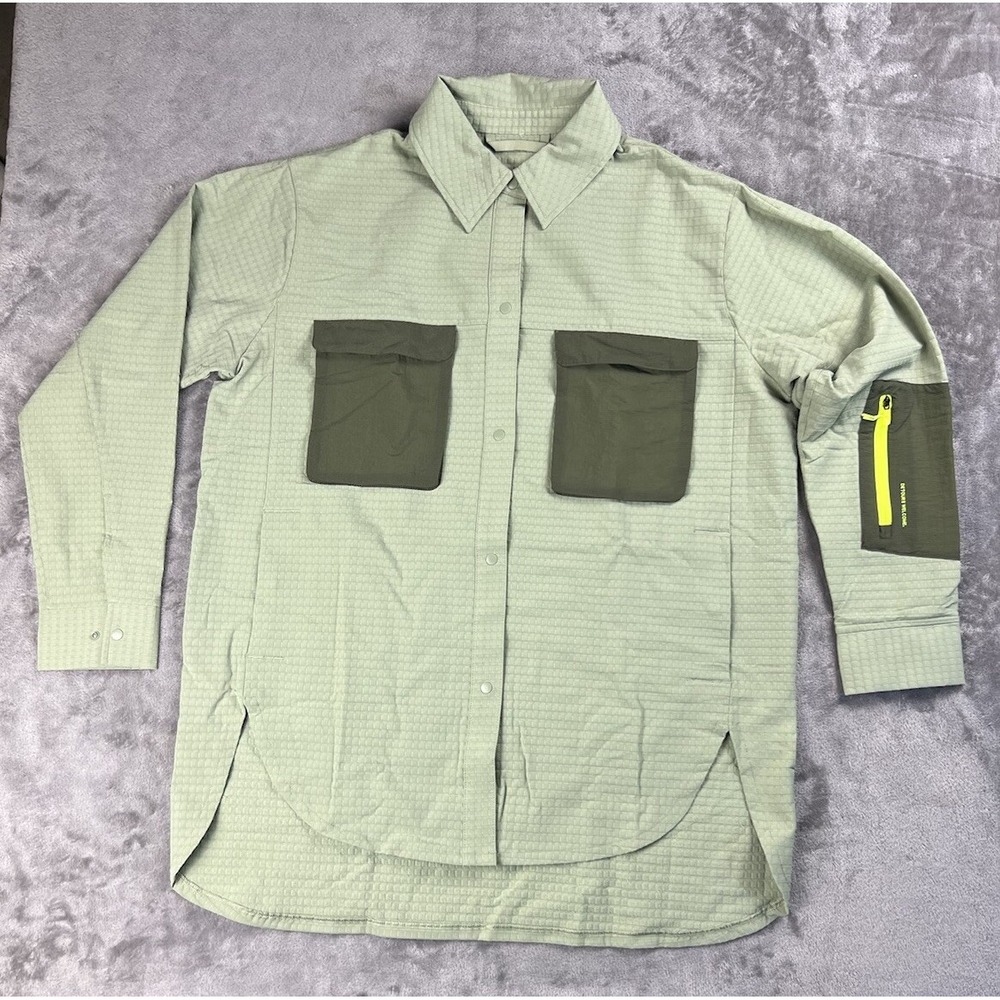 Lululemon Grid Fleece Hiking Overshirt Women's 12 Laurel Green/Medium Olive‎